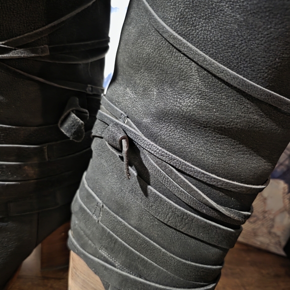 Free People Royal Rush Wrap Black Knee-High Boho Boots - Picture 9 of 15